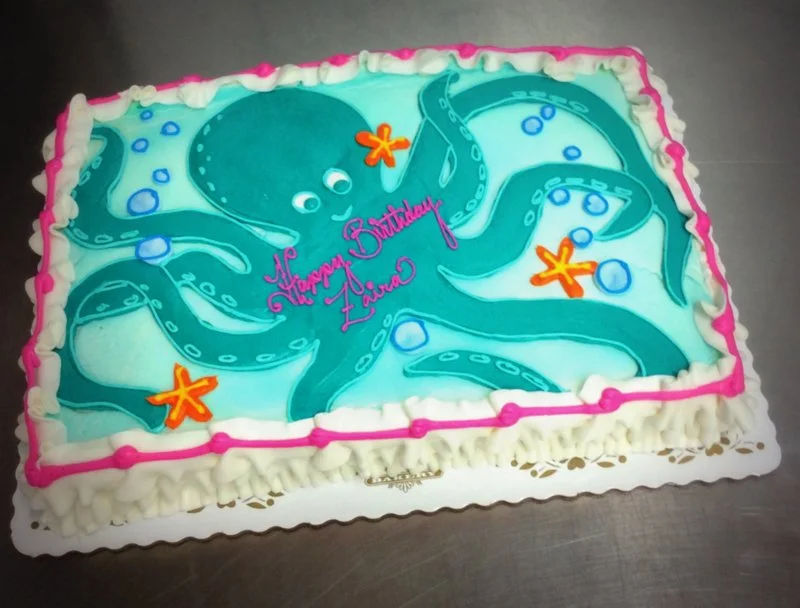 Sheet Cake with Piped Octopus