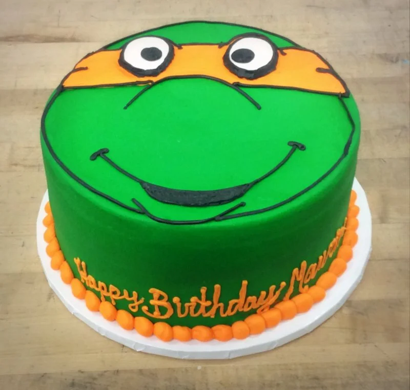 TMNT Round Cake with Michelangelo Face