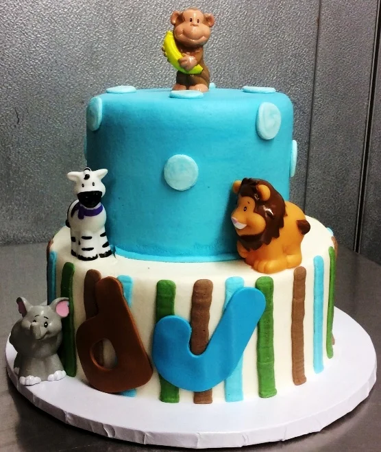 Party Cake with Baby Jungle Animals