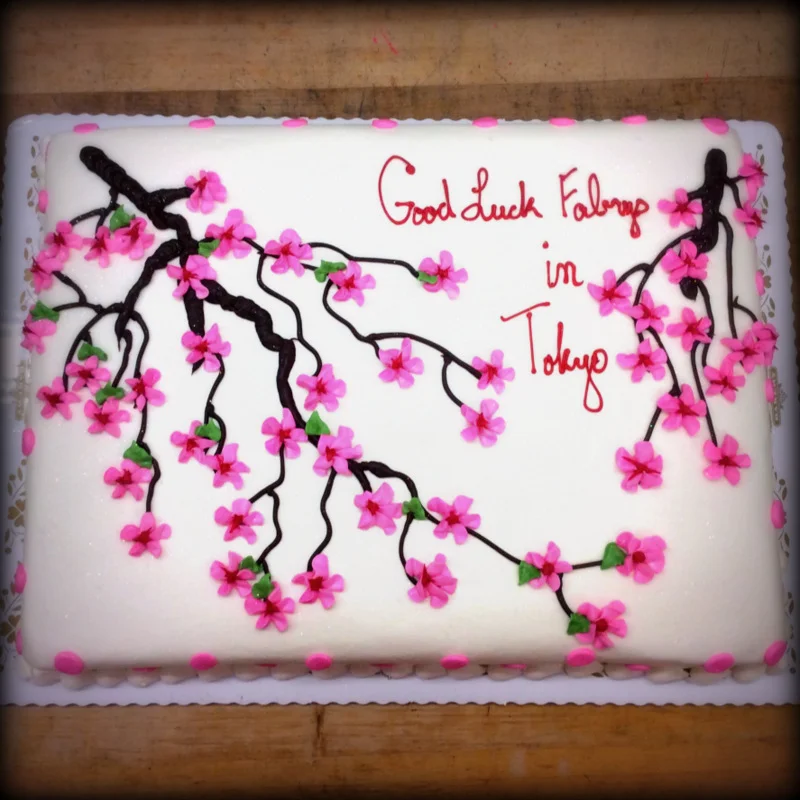 Sheet Cake with Cherry Blossoms