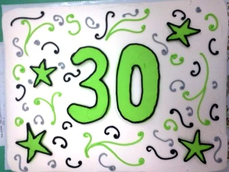 Sheet Cake with Large Piped Number and Stars