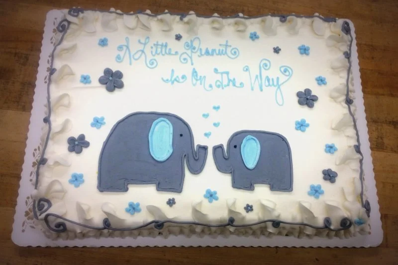 Blue and Gray Elephants and Stars Sheet Cake