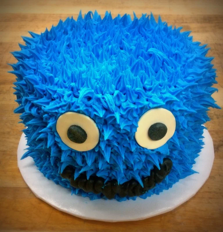 Round Blue Monster Cake