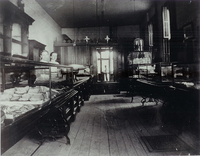 Interior of the Original Trefzger's Bakery location on Main St. in Downtown Peoria, IL during the 1890's