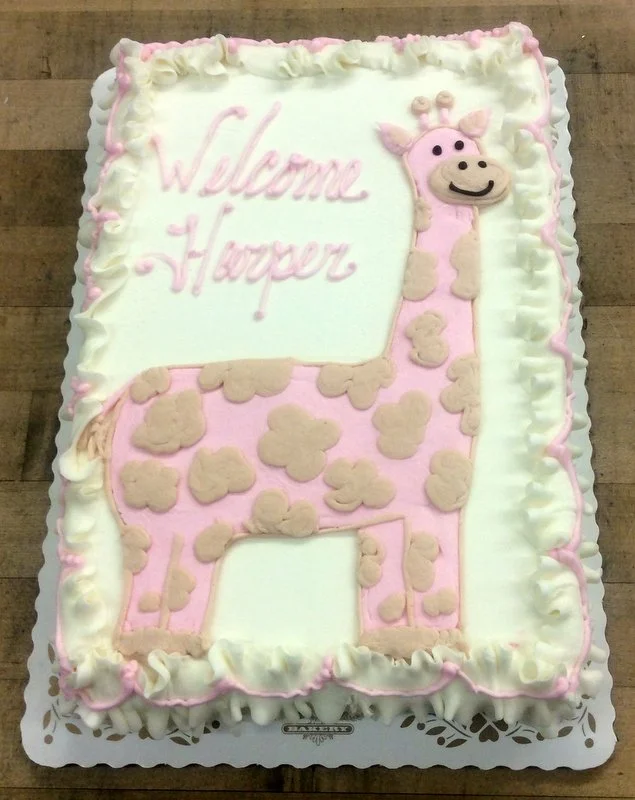 Sheet Cake with Pink Giraffe
