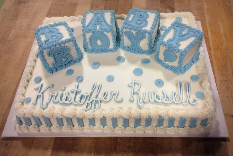 Baby Shower Sheet Cake with 3D Blocks