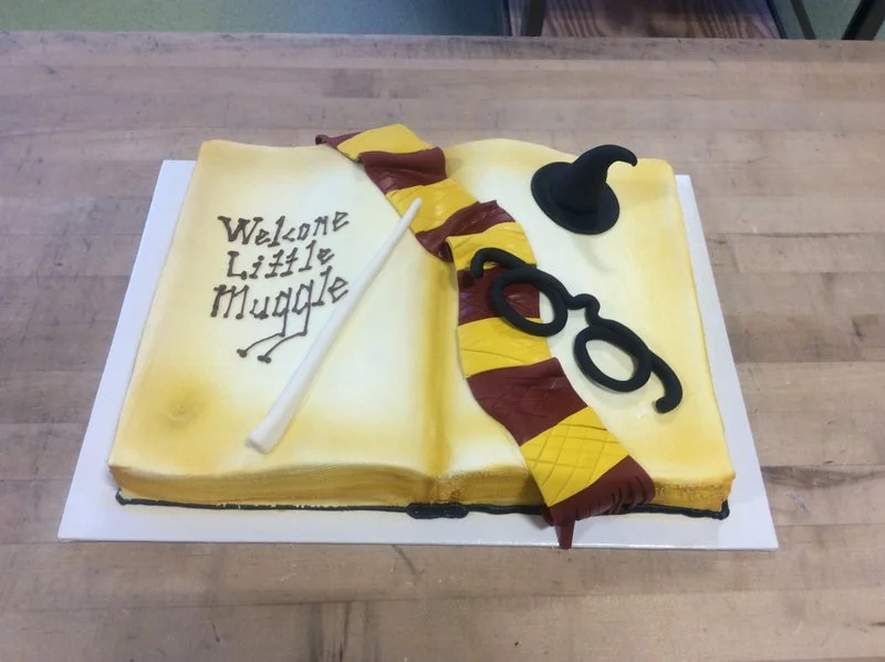 Harry Potter Baby Shower Book Shaped Cake