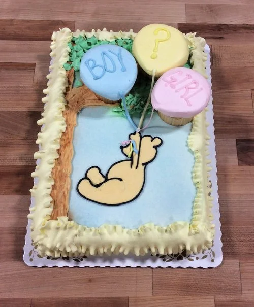 Winnie the Pooh Hanging from Balloons Sheet Cake