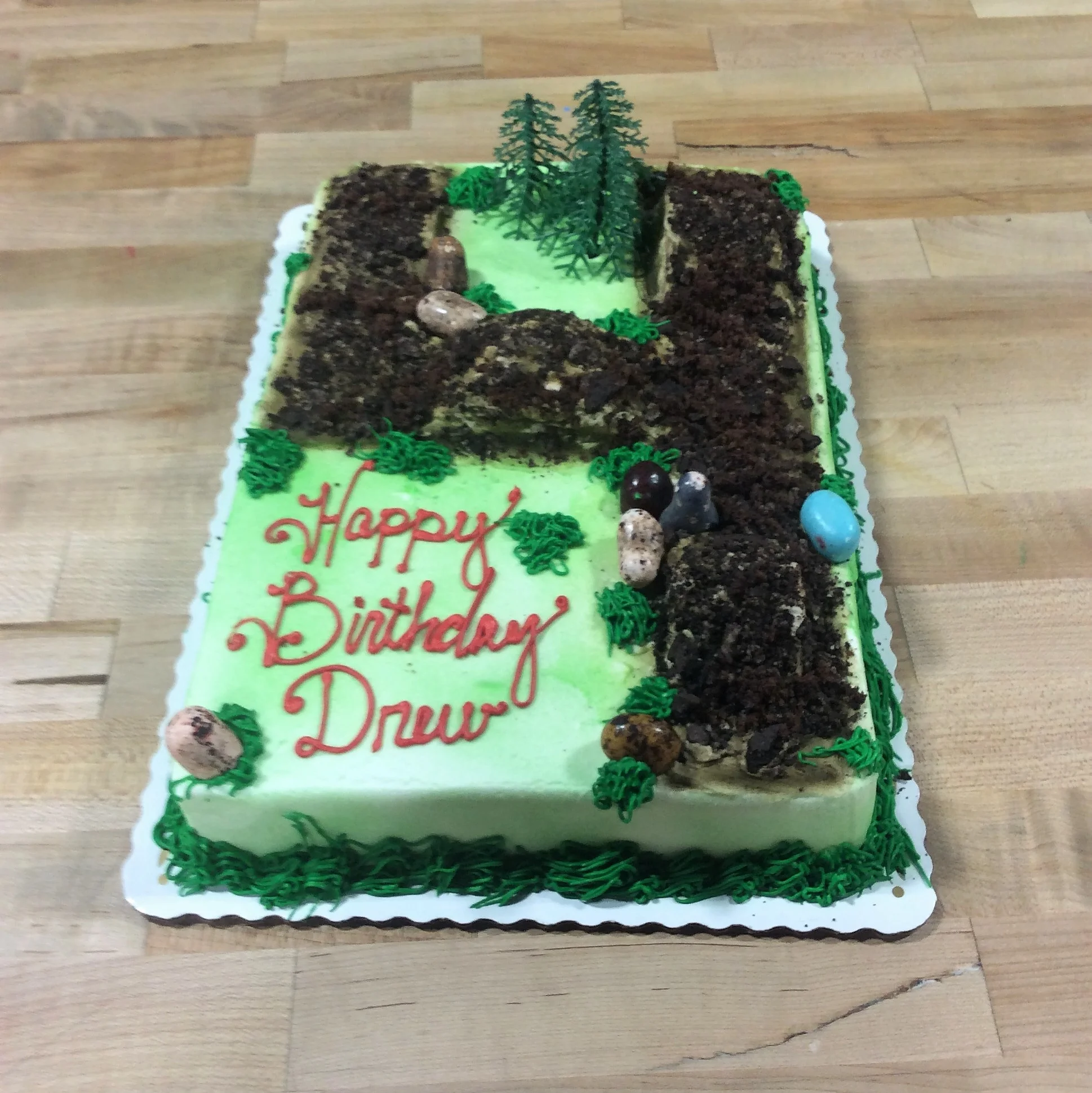 Sheet Cake with Number Shaped Dirt Track