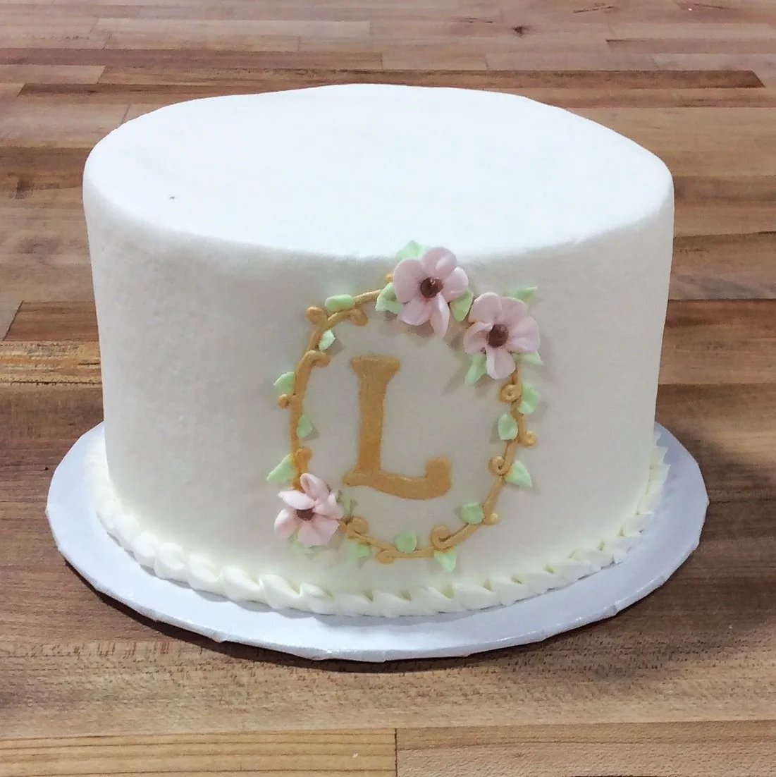 Gold and Pink Smash Cake with Initial