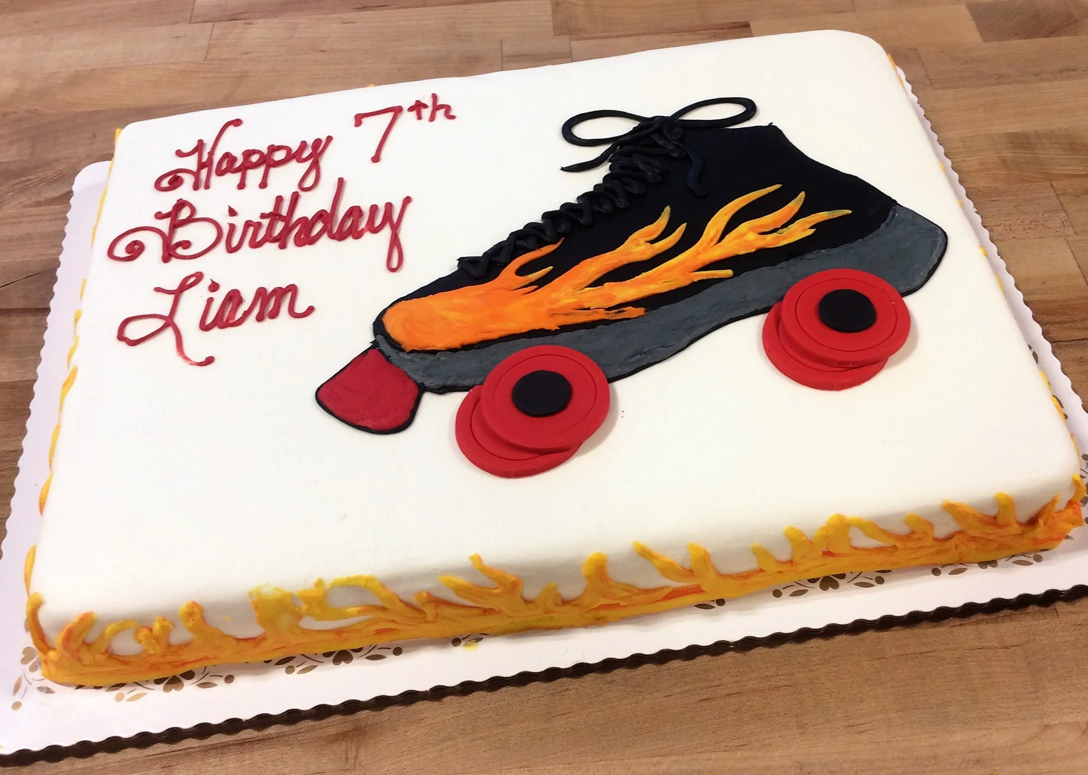 Roller Skate Sheet Cake with Flames