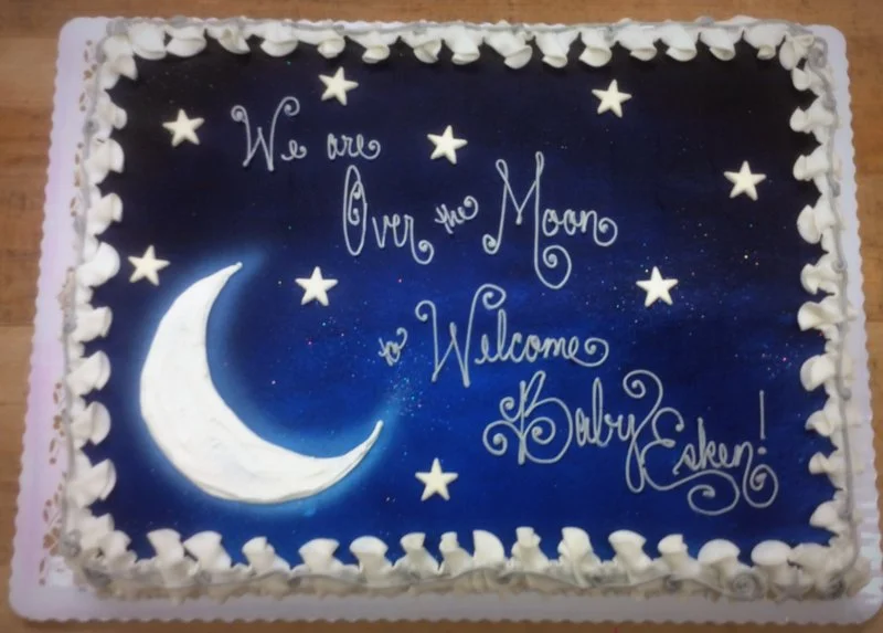 moon and stars baby shower cake