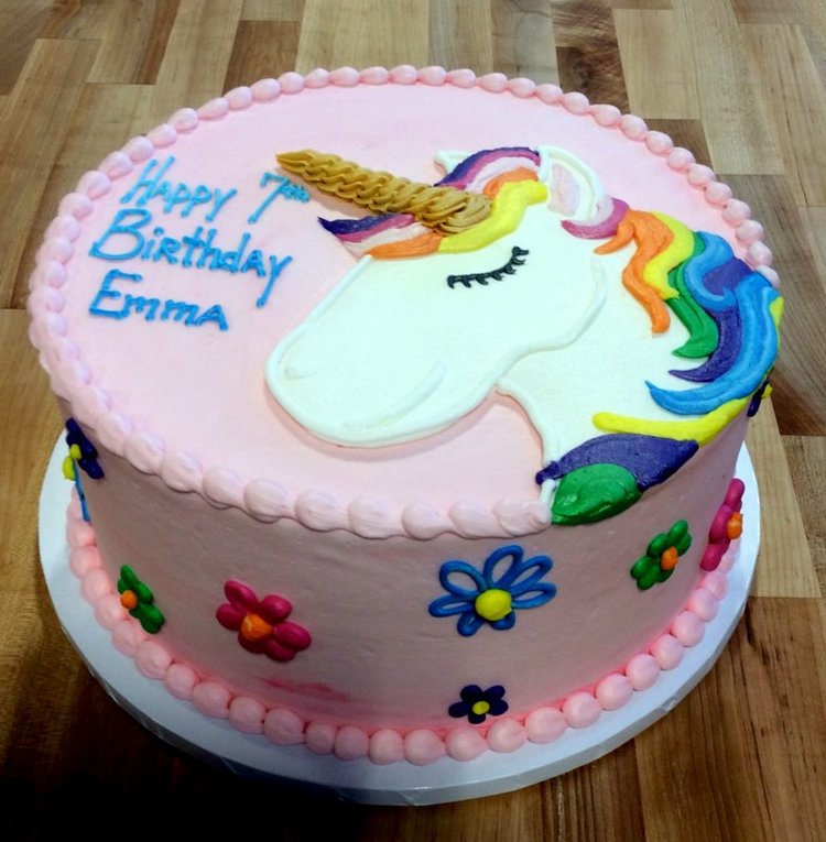 Decorated Cake with Piped Unicorn — Trefzger\'s Bakery