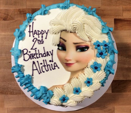 Round Cake with Elsa Face & Buttercream Hair