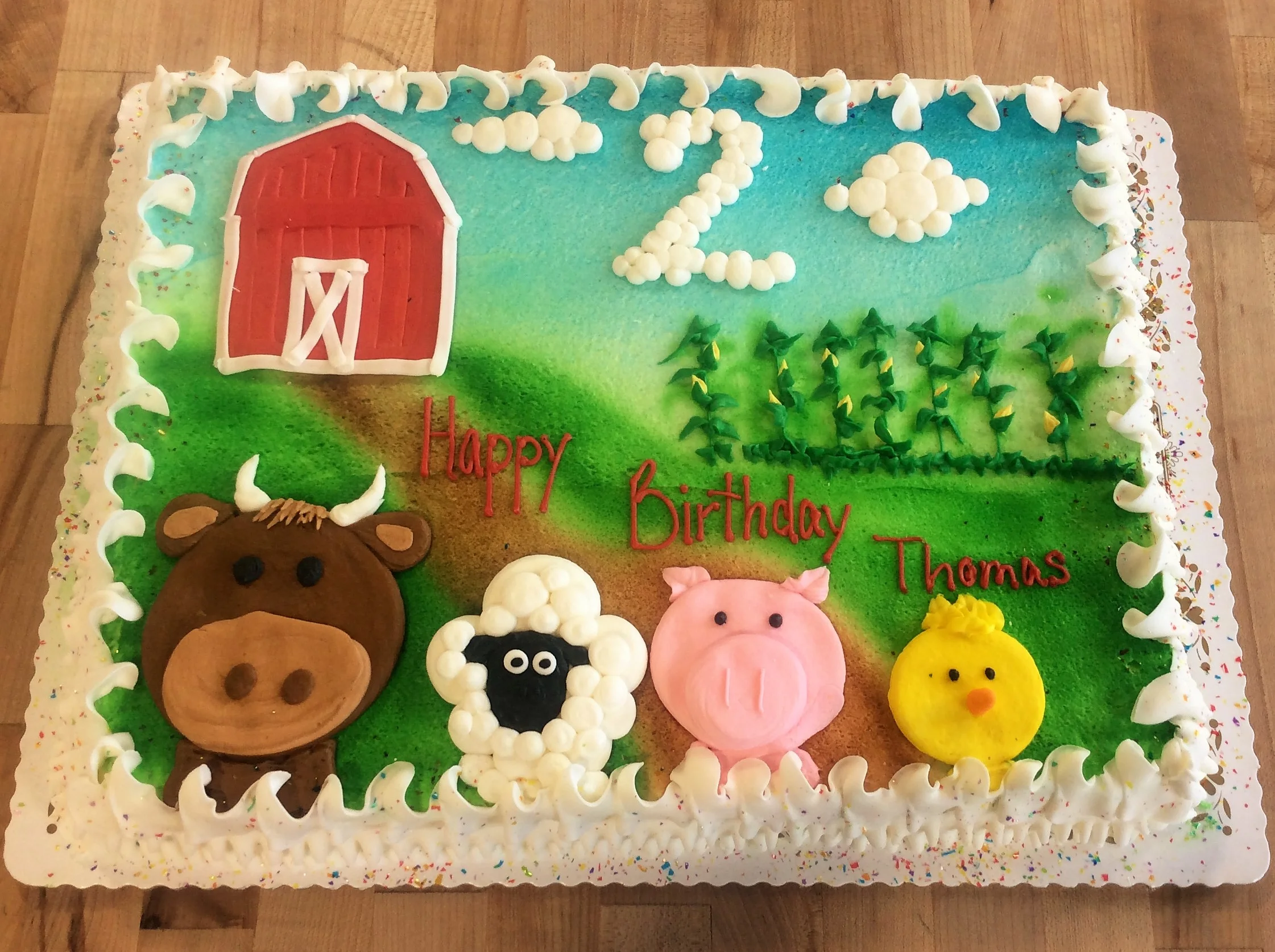 Sheet Cake with Barn and Farm Animals