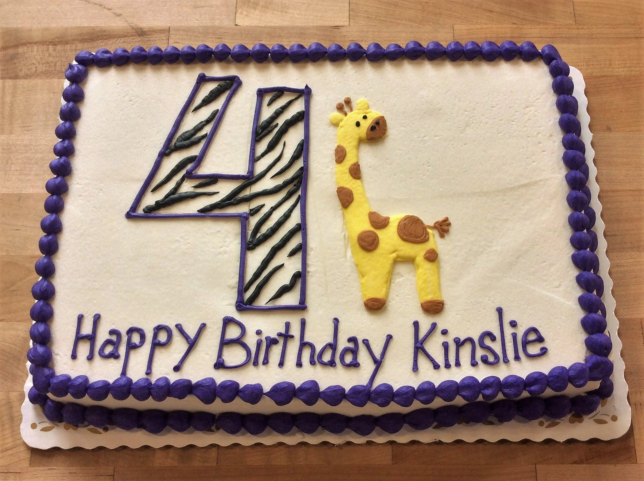 Sheet Cake with Piped Giraffe and Number