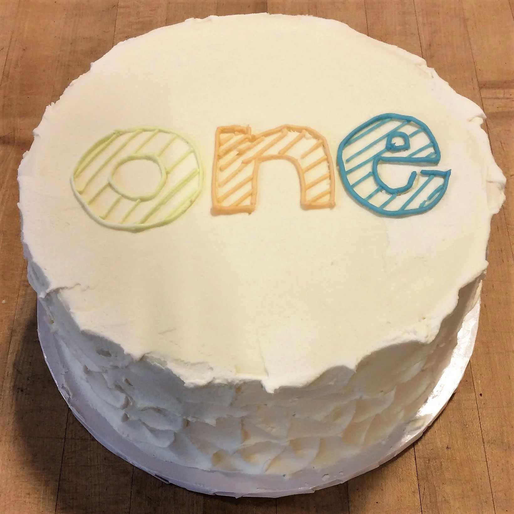 Rustic Cake with Piped ONE