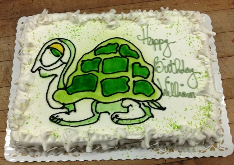 Airbrushed Turtle Sheet Cake