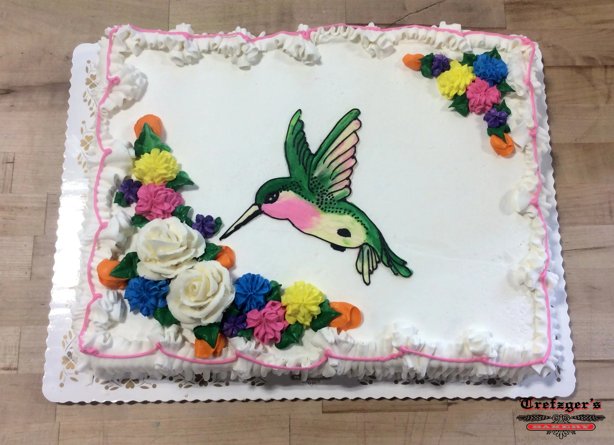 Piped Hummingbird with Flowers