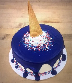 Upside Down Ice Cream Cone Drip Cake