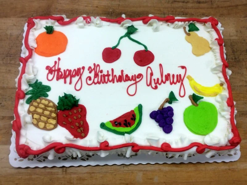 Piped Fruit Sheet Cake