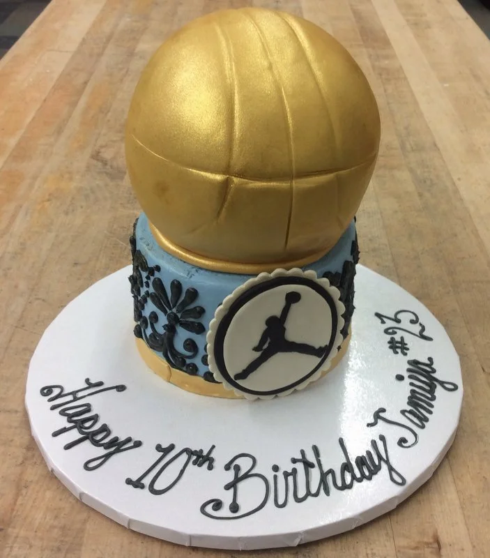 Golden Basketball Shaped Cake