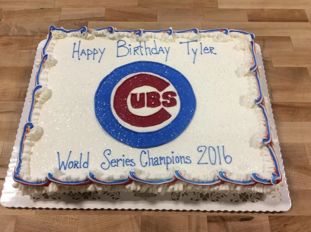 Piped Cubs Logo Sheet Cake