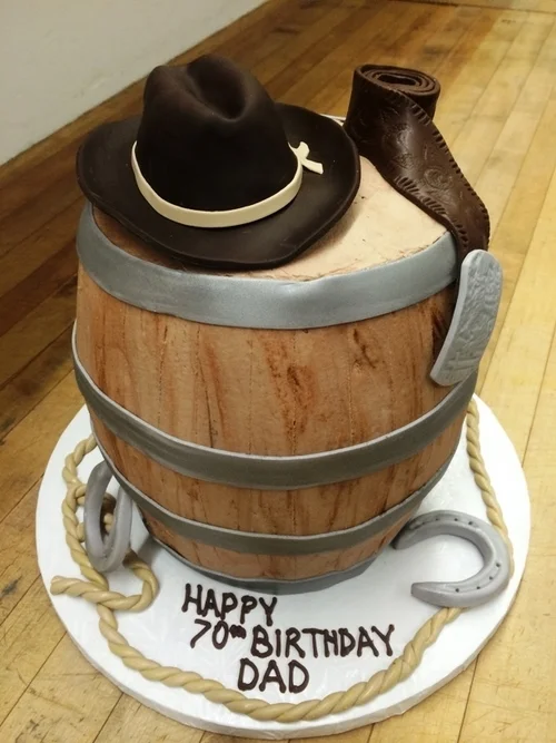 Cowboy Barrel Shaped Cake