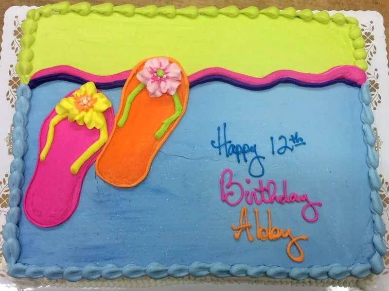 Piped Flip Flops Sheet Cake