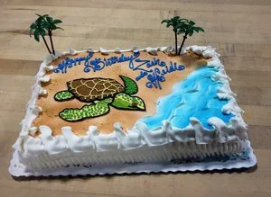 Piped Sea Turtle Sheet Cake