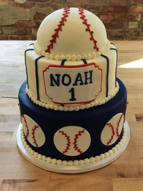Baseball Party Cake with Half Ball Topper