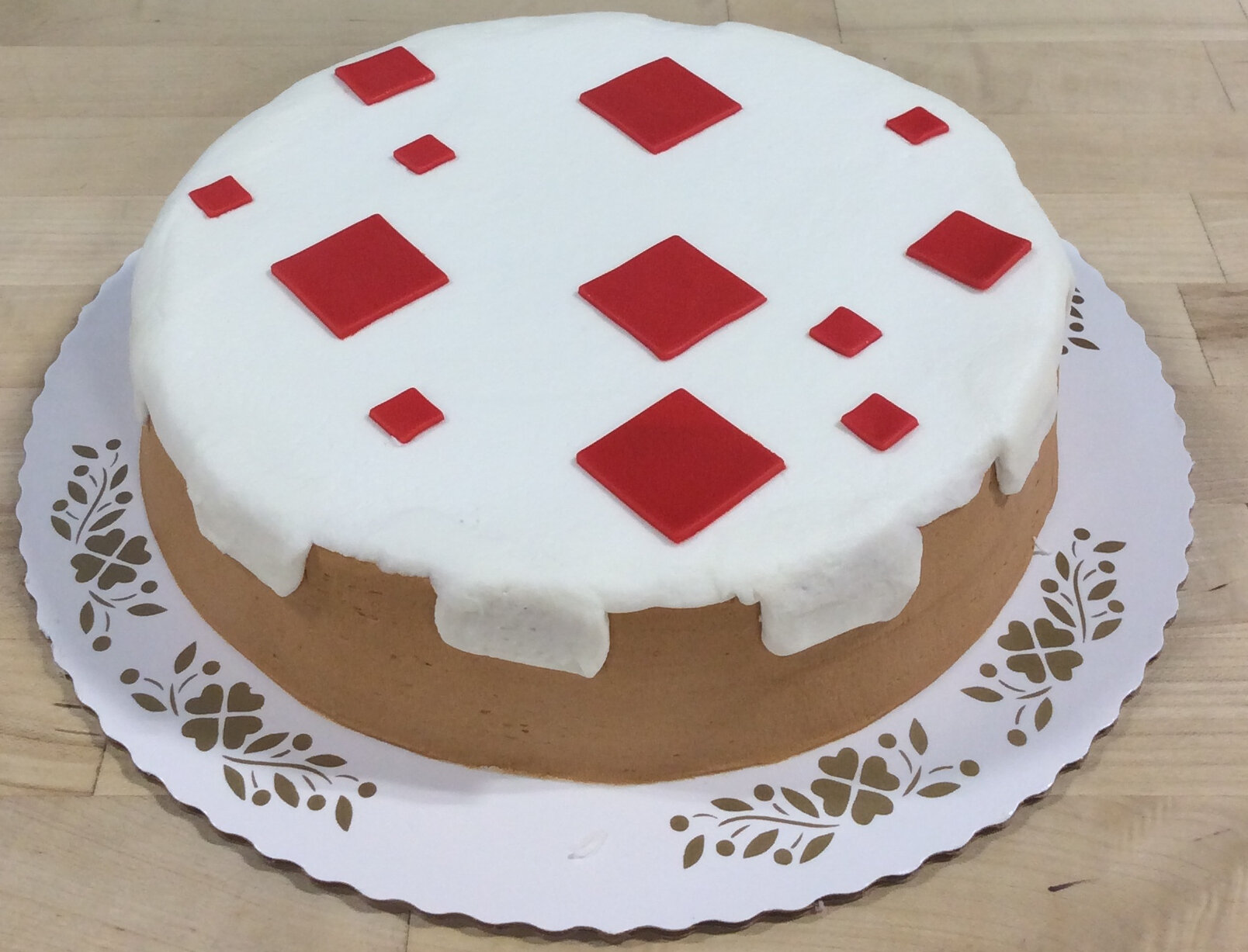 Minecraft Red Squares Cake.JPG