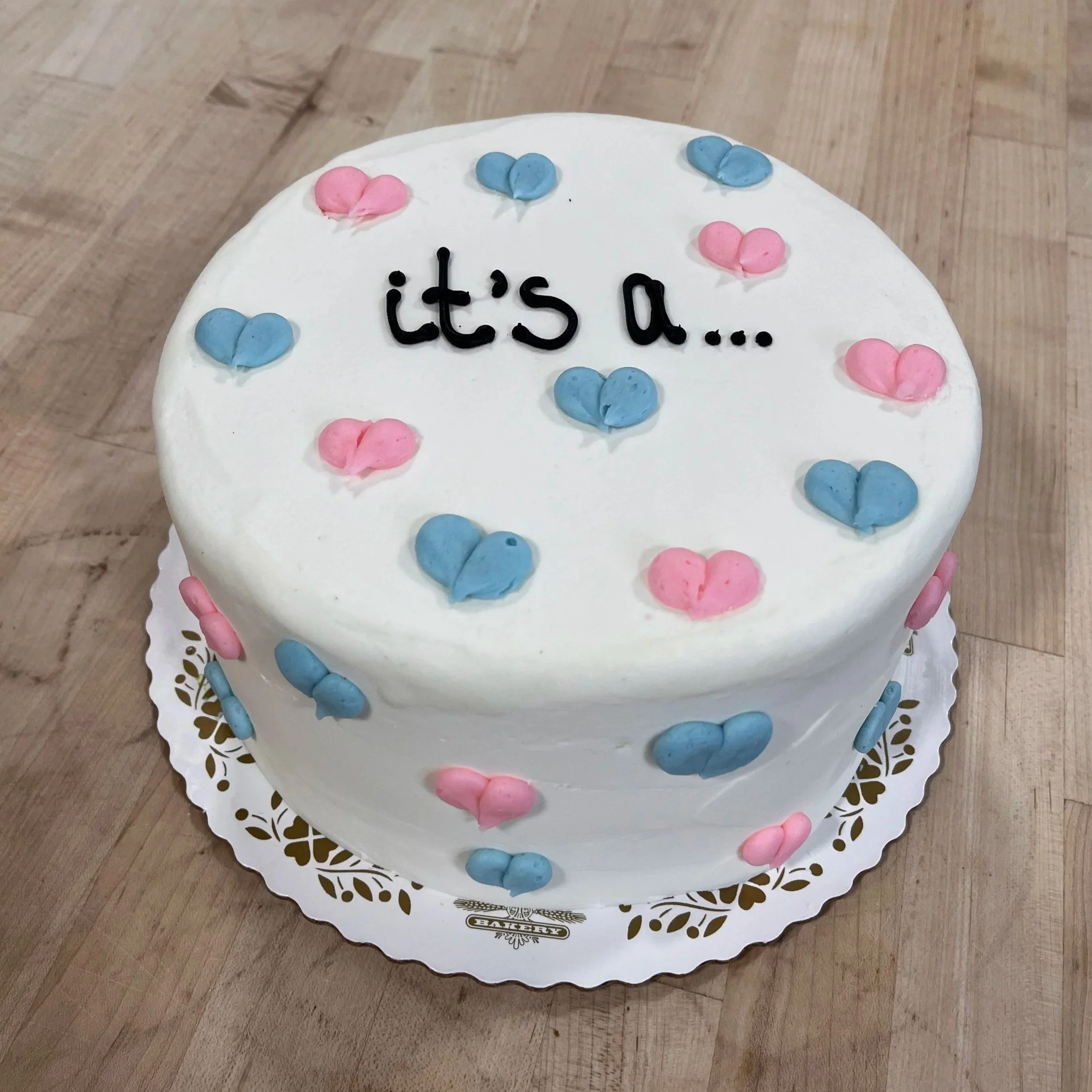 Puffy Hearts Gender Reveal Cake