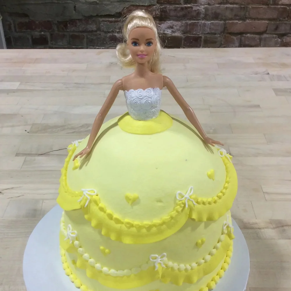 birthday cake doll dress Pink Barbie Dress Cake Small (Serves 8-10) / Chocolate Cake w/ Bavarian Cream main image 0