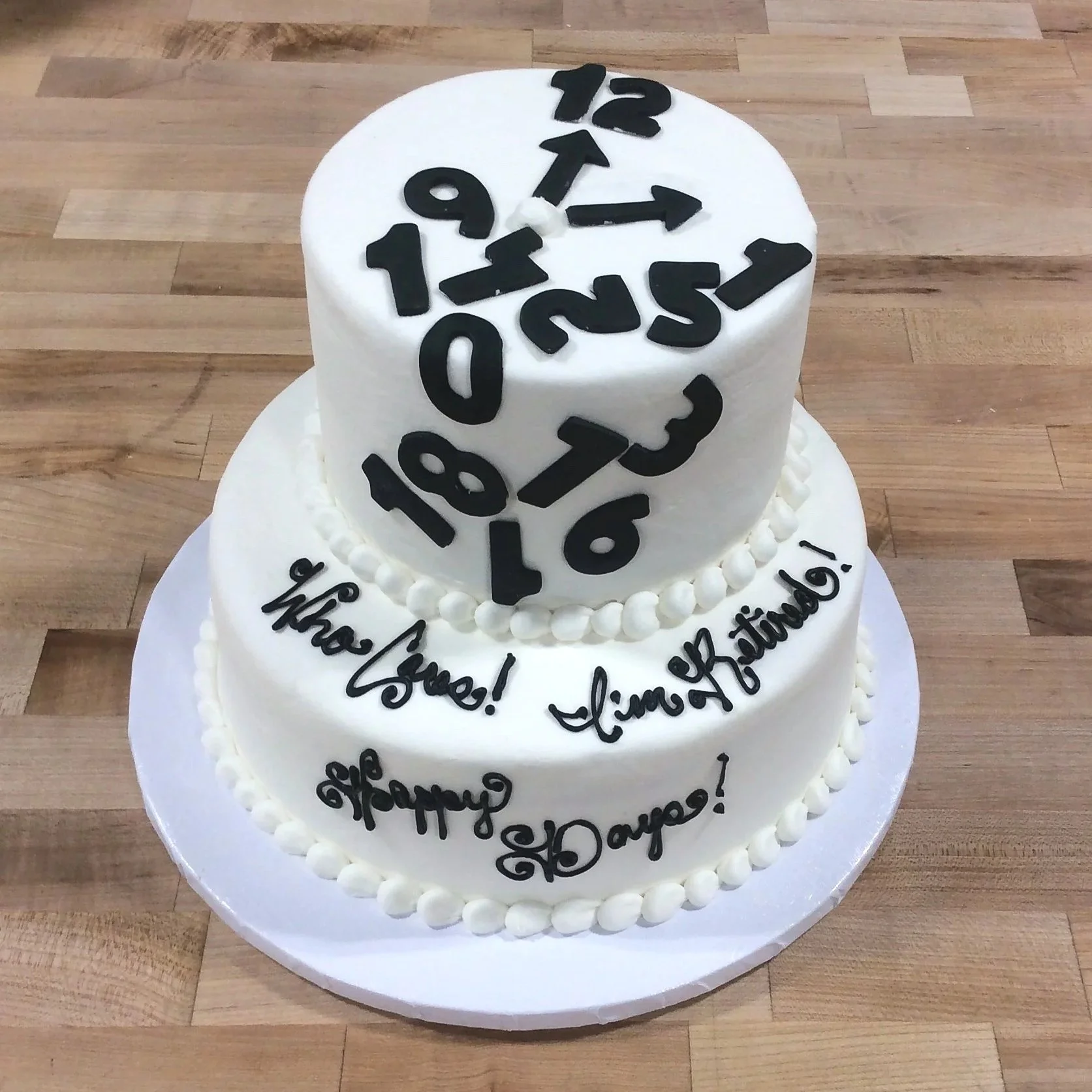 Spilled Clock Retirement Party Cake