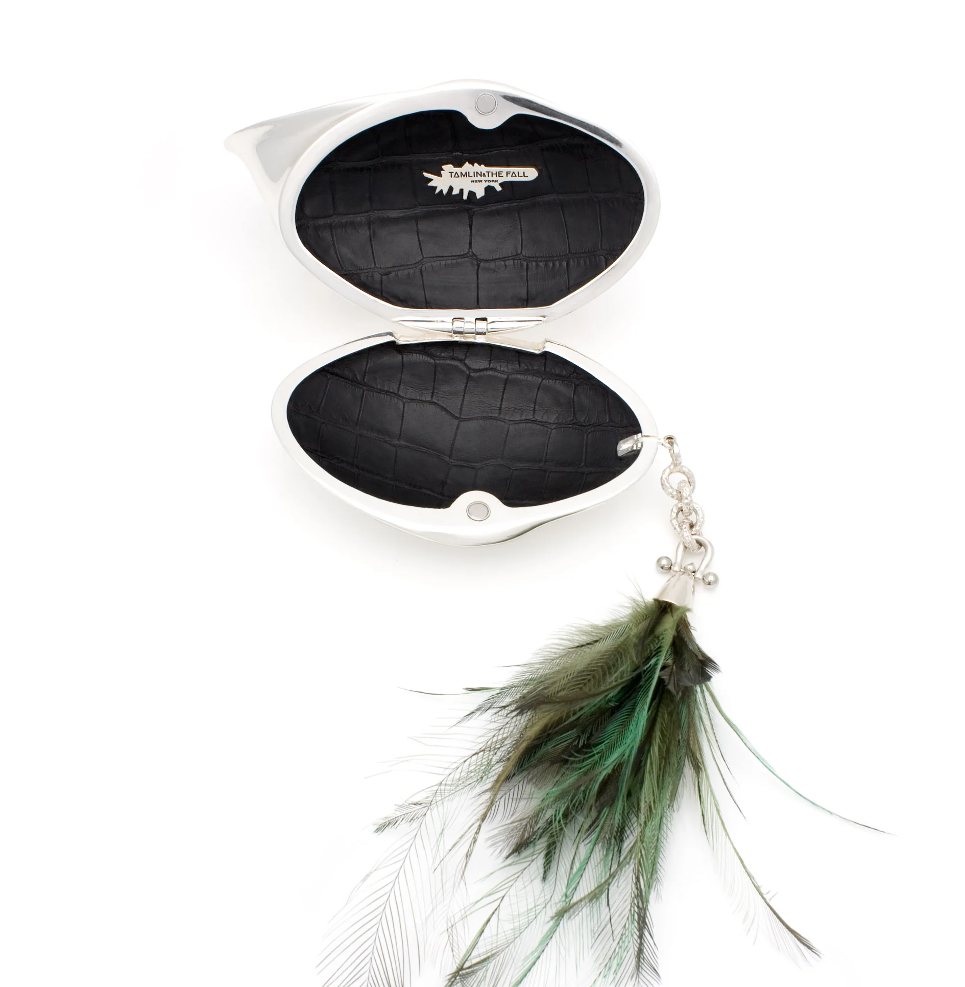 Tamlin Silver Shell Minaudiere, Open