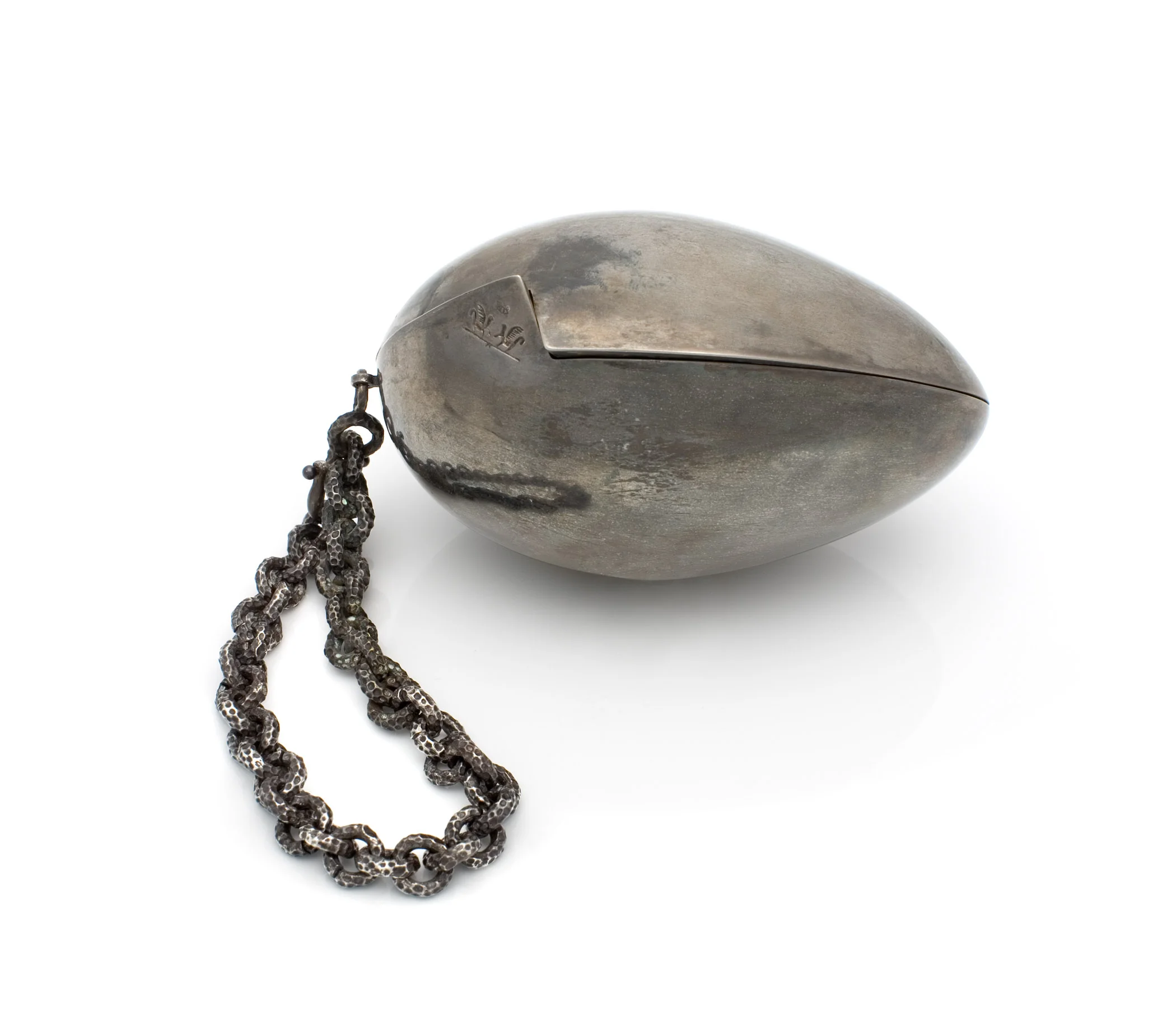 Oxidized Sterling Egg Minaudiere