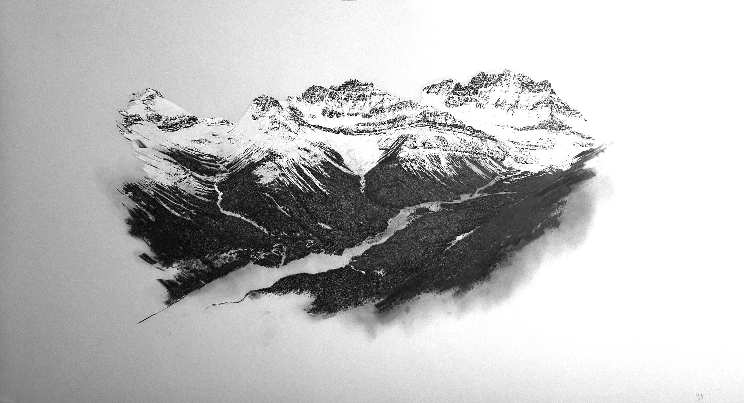 Inscription, 2023 Drafting film, graphite and white pencil crayon, 40” x 72”