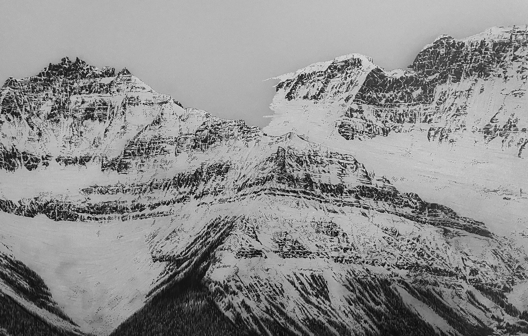 Inscription (detail), 2023 Drafting film, graphite and white pencil crayon, 40” x 72”