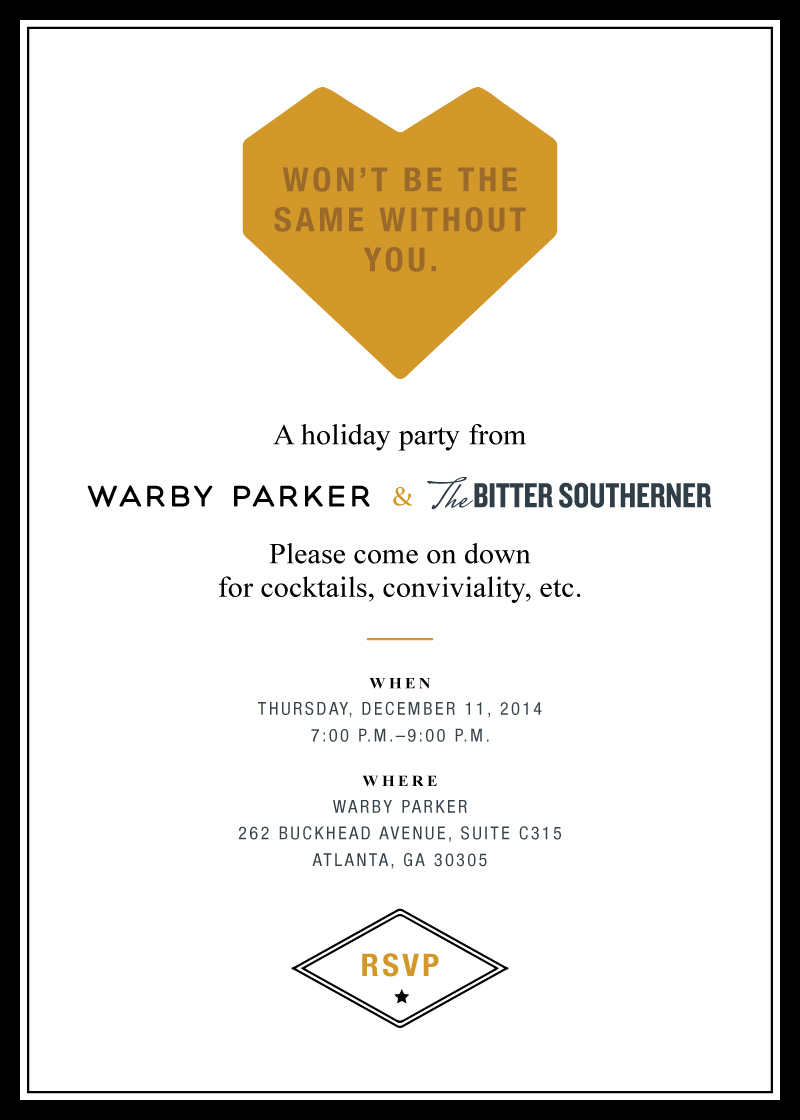 Bitter Southerner branded invite.