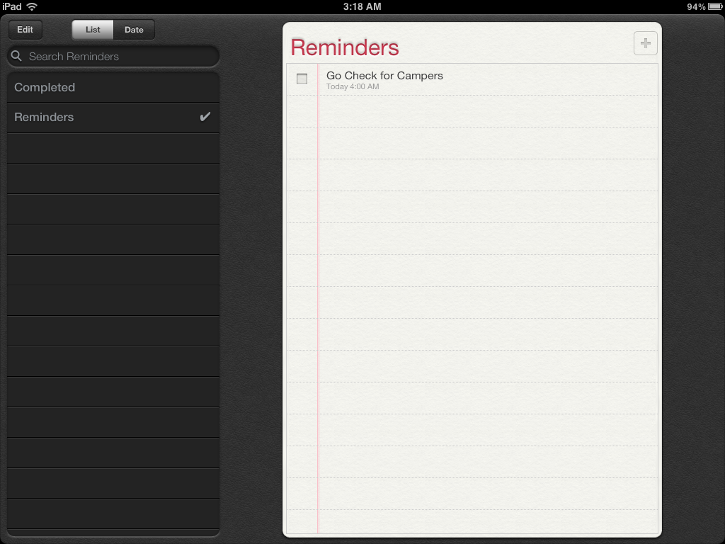 La aplicación Recordatorios (iPad, iPhone y iPod touch) muestra un diseño propio de una agenda de piel
