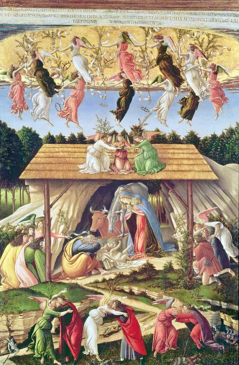 Natividad mística. Sandro Botticelli. Óleo sobre tela. London National Gallery. Año 1501.