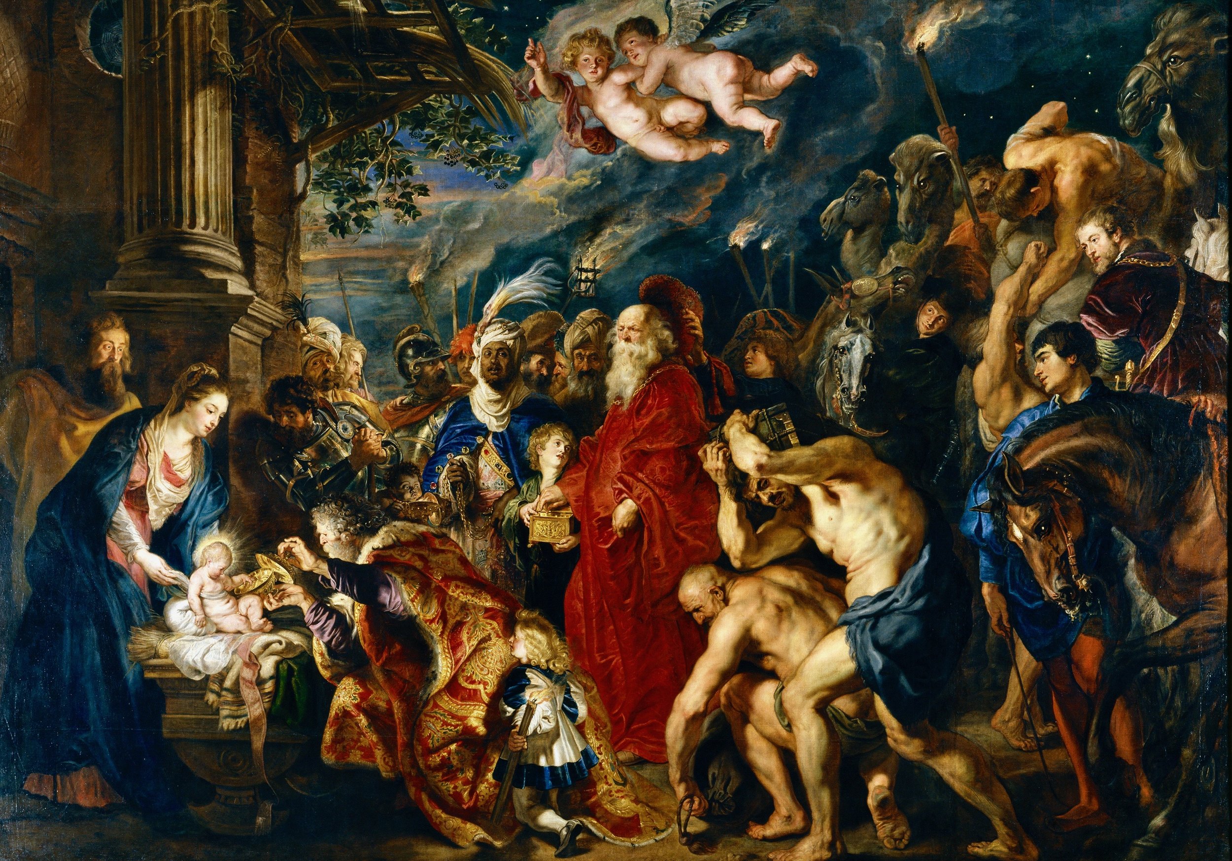 La adoración de los Reyes Magos. Rubens. Óleo sobre lienzo. Museo del Prado (Madrid). Año 1629.
