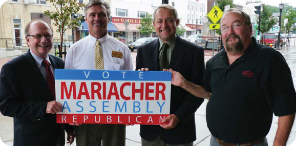 Aurora Councilmen James Collins , James Bach and Jeff Harris officially endorse Mariacher for New York State Assembly.