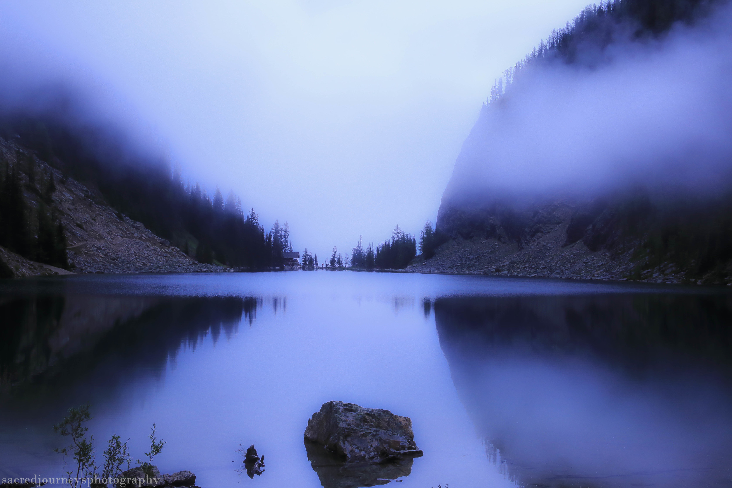 Lake Agnes Misty Morning Alberta Canada