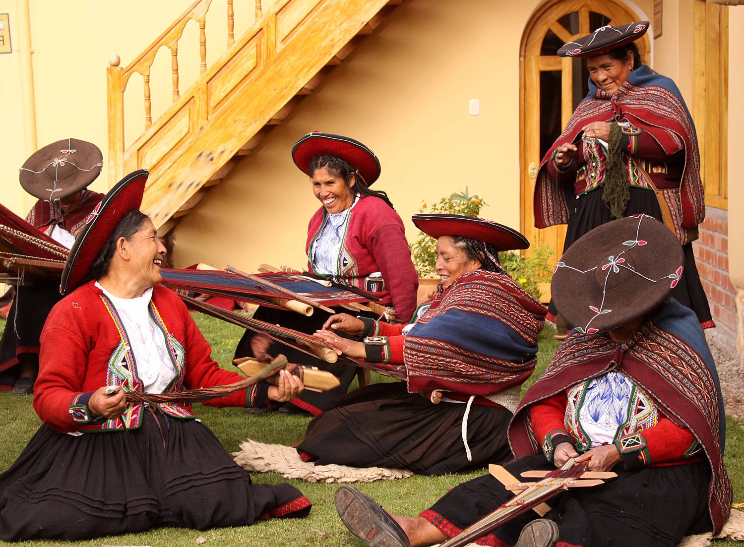 Peru W Weaver's Village Chinchero Peru group of weavers.jpg