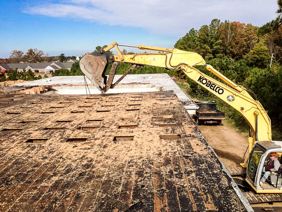 Demolishing 100-year-old school in Coats, NC.