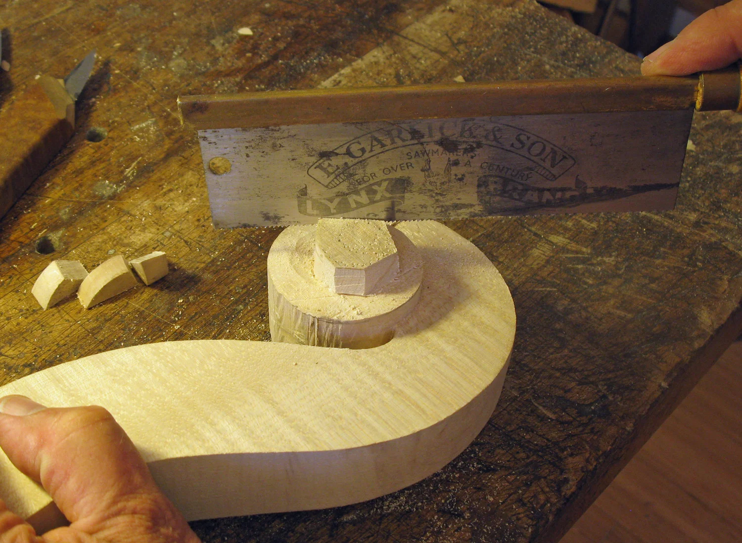 Sawing the turns of the volute