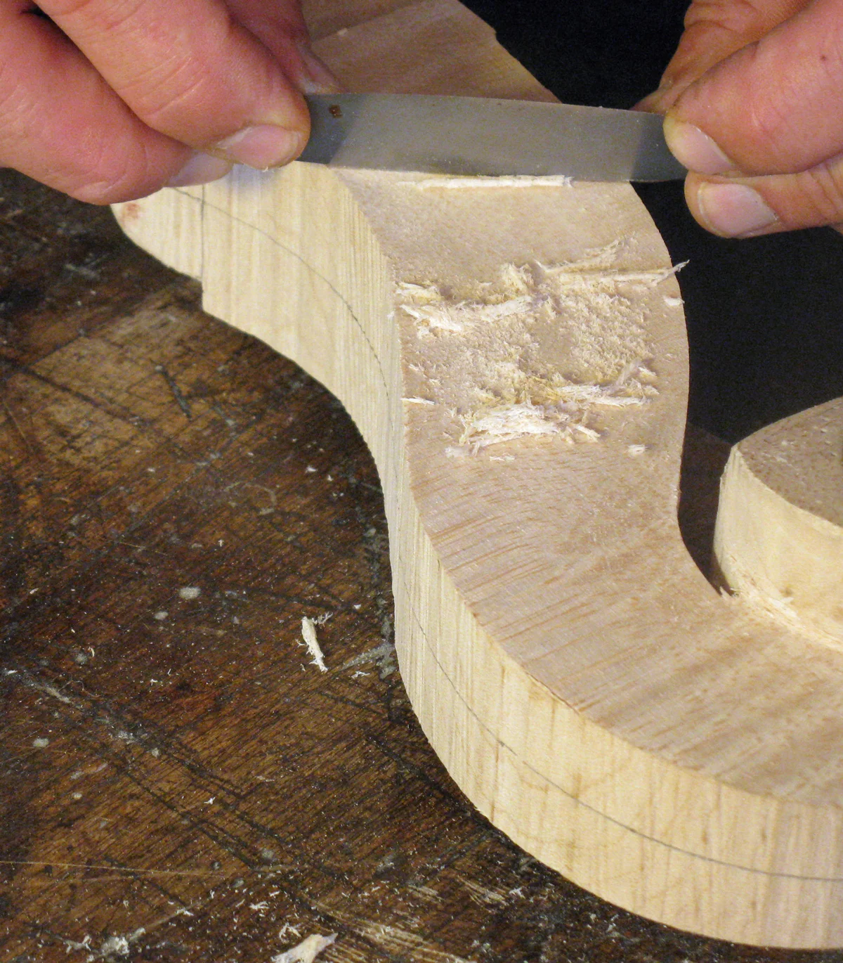 Final scraping of the pegbox