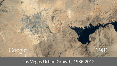 Las Vegas urban growth with lake levels dropping.